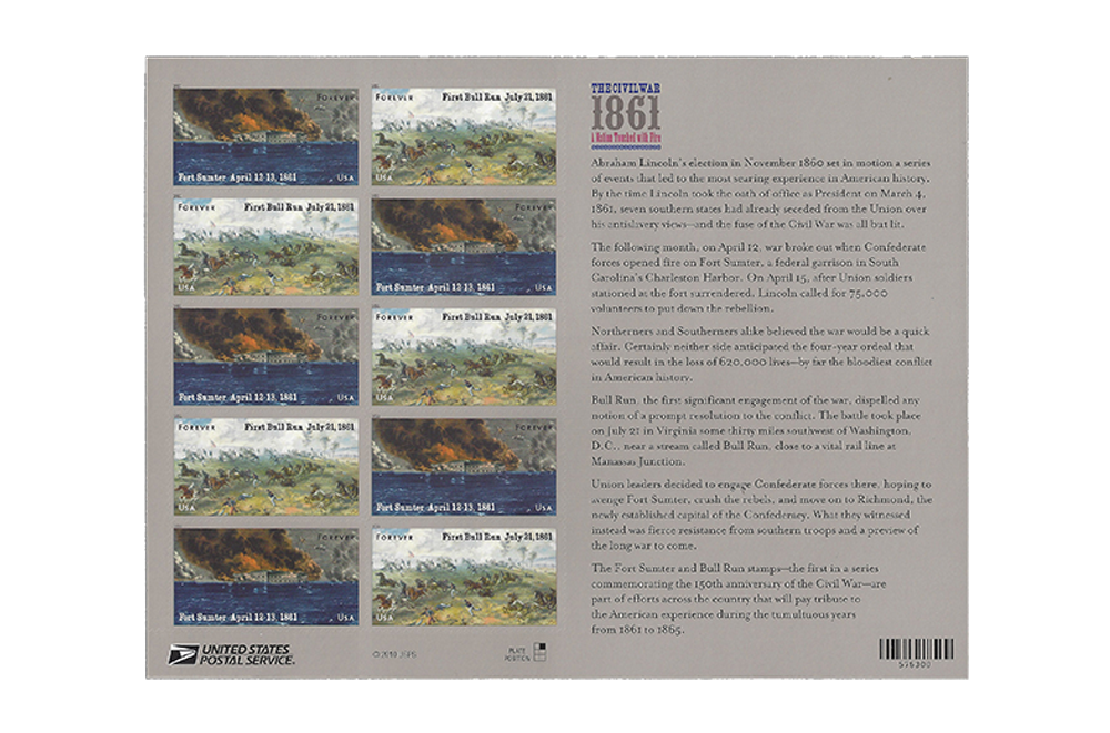 Back of Pane With 10 Stamps and Narrative